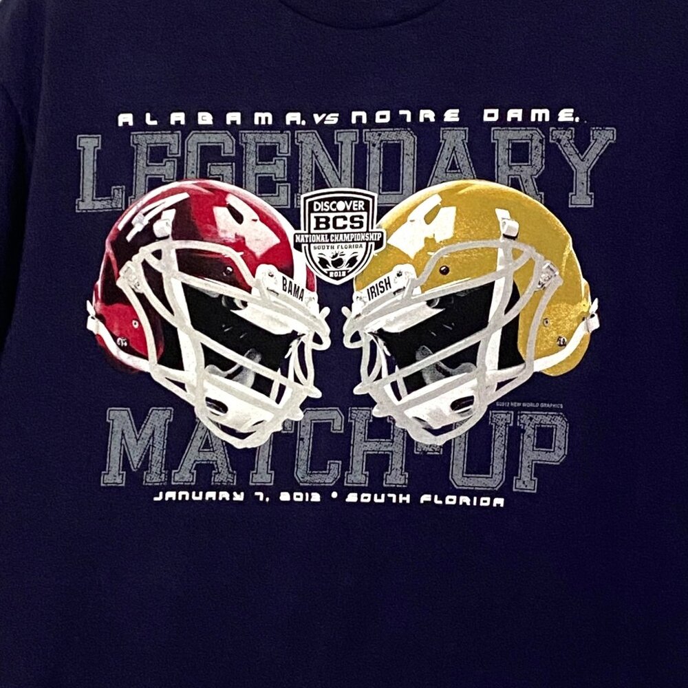 2013 Alabama Notre Dame National Championship T-Shirt M Blue Football Sports